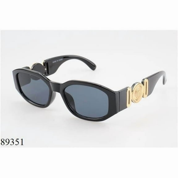 Sunglasses America 89351 Trendy Style with Gold Emblem on the Temple Sunglass for Women - Small