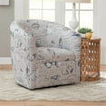 thumbnail image 3 of Beach Harbor Gray Coastal Patterned Polyester Fabric Swivel Accent Chair, 3 of 8