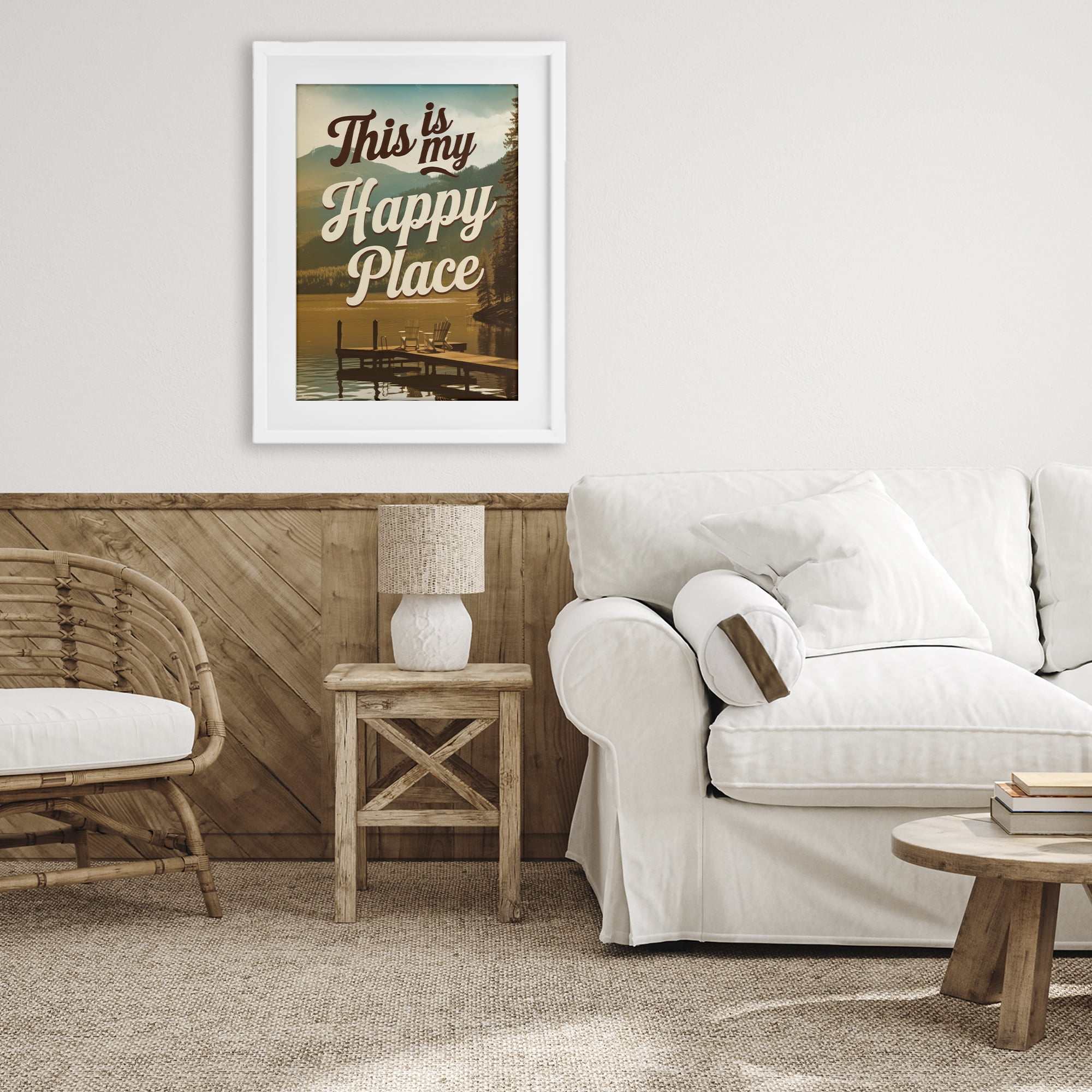 Stupell Industries Vintage My Happy Place White Framed Print Under Glass, design by Andreas Magnusson