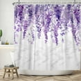 thumbnail image 5 of SUNOLIFE Purple Floral Shower Curtain,Flowers Plants Waterproof Fabric Bathroom Curtain with Hooks,72x72 in, 5 of 8