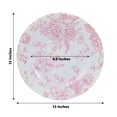thumbnail image 3 of Efavormart 6 Pack White Pink Floral Acrylic Charger Plates in French Toile Pattern, Round Dinner Charger Event Tabletop Decor - 13", 3 of 11