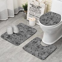 Black and Tan Leopard Print Bathroom Rugs Sets 3 Piece,Toilet Cover Set,Absorbent Non Slip Bathroom Mats Sets with U-Shaped Contour Rug Toilet Rug Set