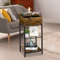 thumbnail image 2 of End Table with Charging Station & Drawer, 3-Tier Side Table with USB Ports & Outlets, Nightstand for Living Room, Bedroom, Rustic Brown, 2 of 5