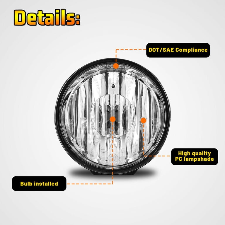 2PCS LED Fog Lights For Chevy Suburban, Tahoe, Silverado - Clear Lens, Cold White, DOT/SAE Certified