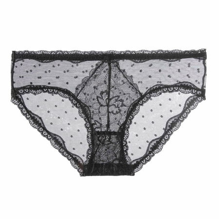 

Cathalem Honeymoon Lingerie plus Underpants Sexy Cotton Quality Transparent Breathable Hollow Lace Panties Ladies Bridal Lingerie Underwear Black One Size
