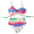 thumbnail image 3 of Women High Waisted Bikini Halter V Neck Two Piece Push Up Retro Swimsuits  Womens Criss Cross High Waisted String Floral Printed 2 Piece Bathing Suits, 3 of 9