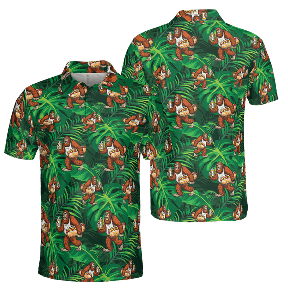 Lotusprinthandmade Funny Bigfoot Men Polo Shirt (Lightweight) S-5XL Multicolor (S)