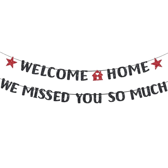 Welcome Home Banner, We Missed You So Much House Decoration Pre-Strung Housewarming Banner for Military Army Returning Homecoming Family Party Decor