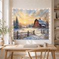 thumbnail image 5 of Red Barn Beyond a Snowy Split-Rail Fence, Nostalgic Watercolor for Nature Lovers, Rural Winter Art, Housewarming Gift, Tapestry Wall Hanging for Bedroom and Living Room, 5 of 7