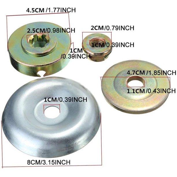 Kit de fijación de tuercas de hoja de metal para desbrozadora, 4 adaptadores de cabezal de desbrozadora, adaptador de cuchilla de repuesto para cortacésped