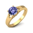 thumbnail image 2 of 925 Sterling Silver Gold Vermeil 6mm Round Tanzanite Solitaire Women Valentines Day Gifts Ring, 2 of 4