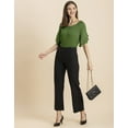 thumbnail image 2 of Moomaya Womens Solid Top, Round Neck Ruffled Bell Sleeves Casual Summer Top, 2 of 7