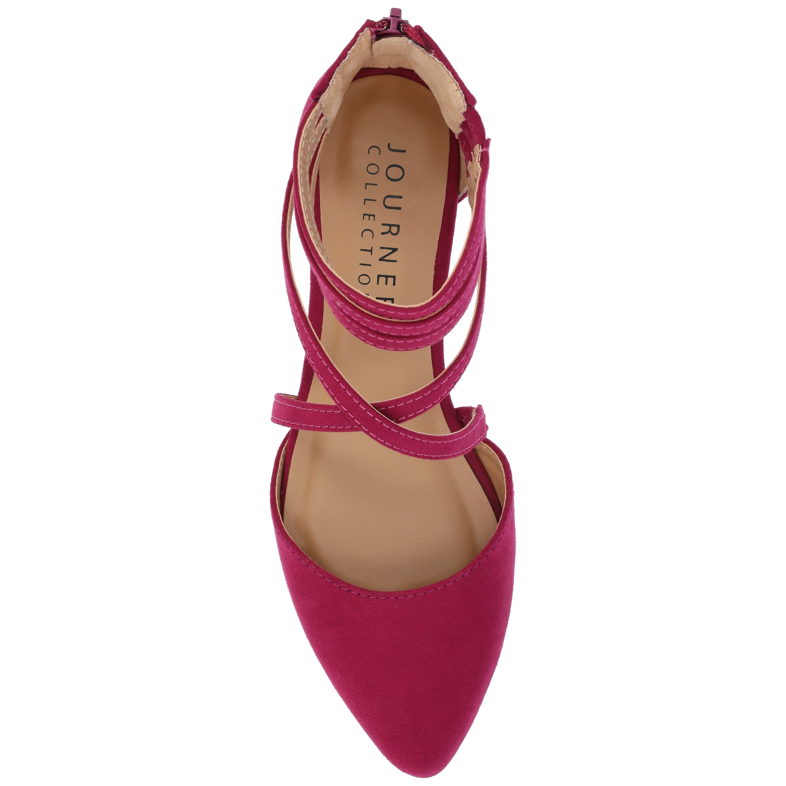 Journee Womens Marlee Back Heel Zip Pointed Toe Cage Flats