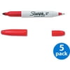 Sharpie Twin-Tip Permanent Marker, Fine/Ultra Fine Point, Red, 5 Count