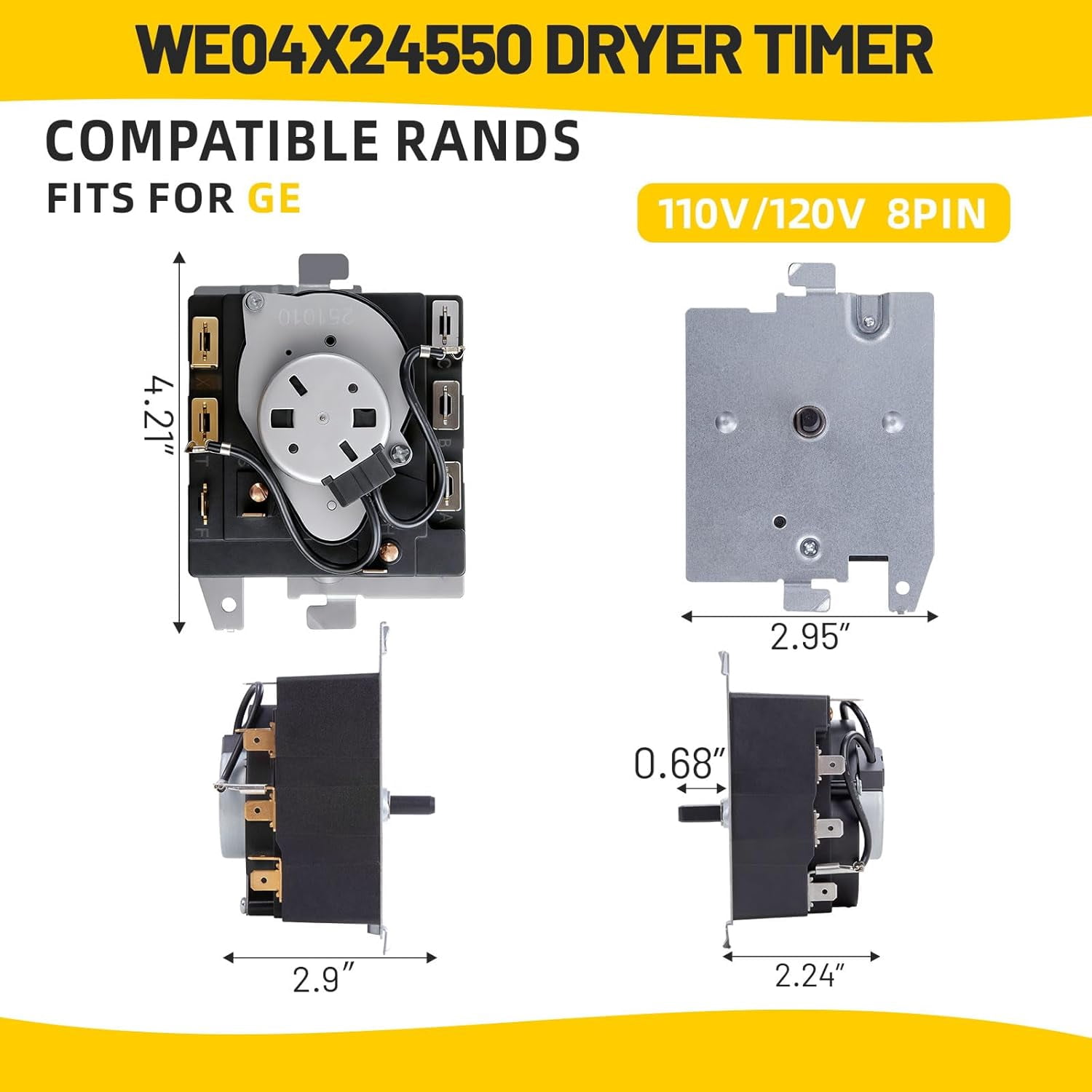 WE04X24550 234D2377P004 Dryer Timer Replacement Compatible With G.E Dryer GTX42GASJ2WW GTD42GASJ3WW GTX42EASJ2WW GTD42EASJ1WW GTD48GASW0WB GTD48EASW0WB GTD42GASJ0WW GTD42EASJ2WW GTD42EASJ0WW
