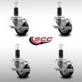 thumbnail image 2 of 3 Inch SS Black Poly Swivel 1-1/4 Inch Expanding Stem Caster Set with Brake SCC, 2 of 2