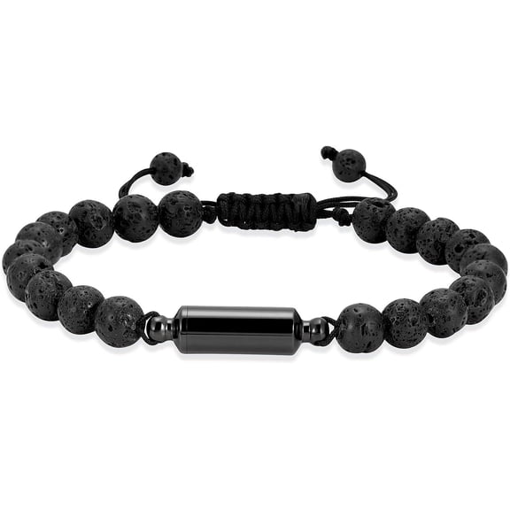 Lava Rock Bracelet With Tube Memorial Urn Jewelry For Ashes Of Loved Ones Keepsake Cremation Bracelet Women Men Adjustable Length