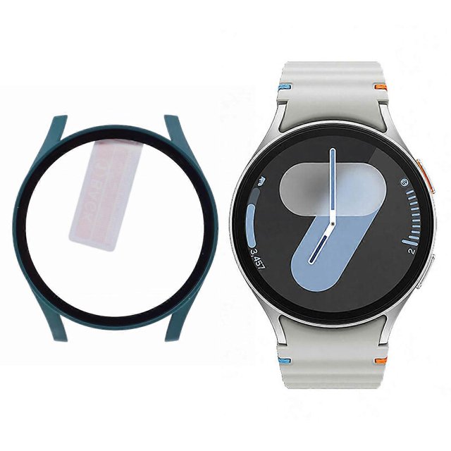 KAIYANG Estuche rígido para reloj Samsung Galaxy Watch7 de 44 mm con película de vidrio templado para pantalla - Negro, verde negruzco y multicolor