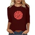 thumbnail image 1 of Blusas para Mujeres Casual 3/4 Manga Cuello Redondo Impreso Suelto, Mujer 3/4 Manga Tops Y Blusas para Diario, 1 of 4