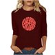 thumbnail image 1 of Blusas para Mujeres Casual 3/4 Manga Cuello Redondo Impreso Suelto, Mujer 3/4 Manga Tops Y Blusas para Diario, 1 of 4