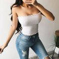 thumbnail image 2 of Sexy Women Off Shoulder Crop Tops Elastic Strapless Bandeau Tube Tops Shirt, 2 of 3