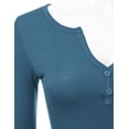 thumbnail image 3 of Doublju Women's Long Sleeve Basic Henley Deep V-Neck Button Placket T-Shirt, 3 of 4