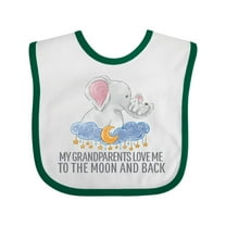 Inktastic My Grandparents Loves Me to the Moon and Back Elephants Boys or Girls Baby Bib