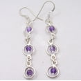 thumbnail image 2 of SilverStarJewel 925 Silver Amethyst Earrings 2.2" Proposal Handmade Jewelry, 2 of 3