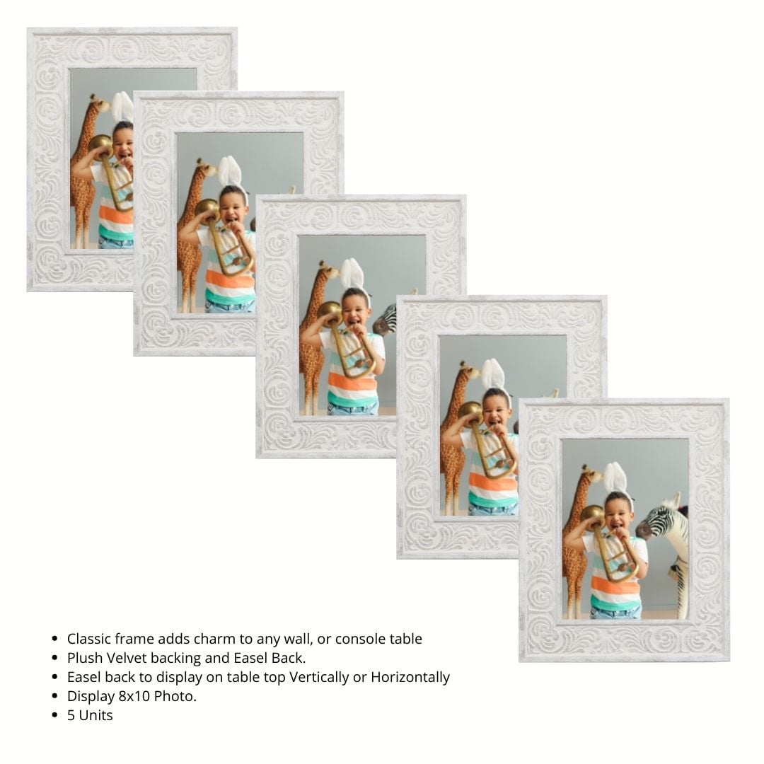 8x10 Distressed White Picture Frame, Wall Mount or Desktop Display. By