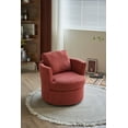 thumbnail image 2 of Brick Red Swivel Barrel Accent Chair, Modern Upholstered Round Accent Arm Chairs with Pillow and Metal Base, Comfy 360 Degree Swivel Leisure Club Chair for Nursery, Hotel, Bedroom, Office, 2 of 9