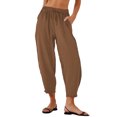 thumbnail image 3 of Women'S Summer High Waisted Baggy Pants Casual Ankle Length Trouser Slacks with Pockets Coffee Color S, 3 of 6
