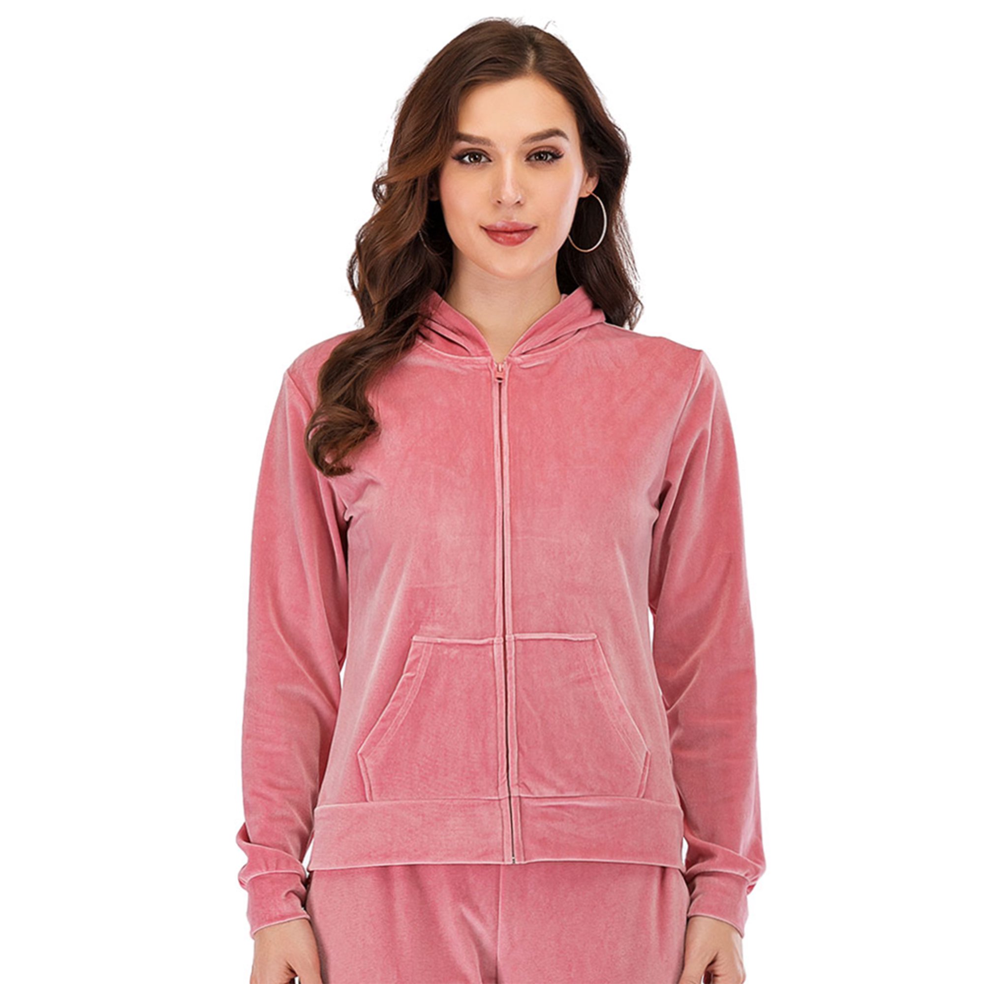Women's Warm Velvet Zip Hoodie Sweatshirt Velour Track Jacket Jogger  Activewear Red/Purple | Walmart Canada