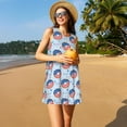 thumbnail image 3 of Honeii Donut with the USA Fag Print Women's Sleeveless Dress, Loose Fit Casual Dress for Women, Summer Fashion Dress, 3 of 7