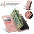 thumbnail image 5 of For Samsung Galaxy S20 Ultra Wallet Case,Multi-Functional Retro Leather Purse Flip Cover Zipper Wallet Case with Removable Card Slots Pocket & Detachable Wrist Strap Magnetic Phone Case, Pink, 5 of 9