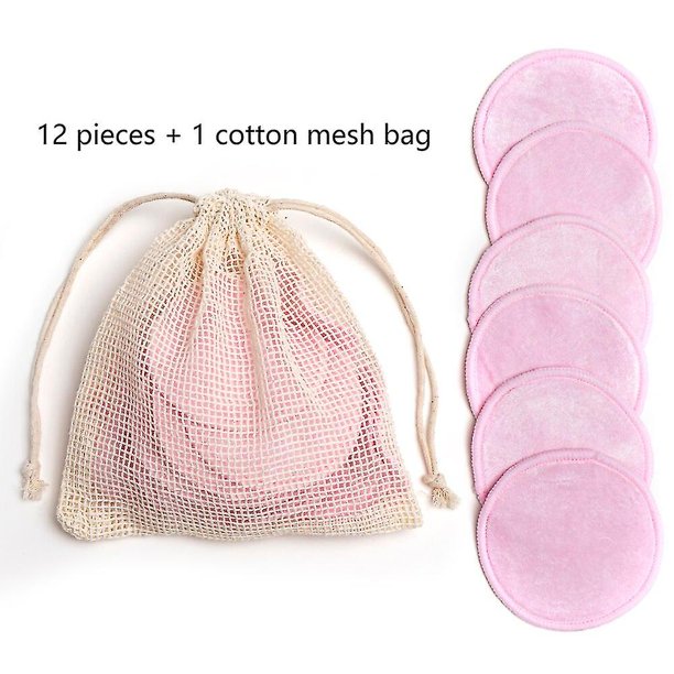 Purple 12 Uds almohadillas desmaquillantes faciales almohadillas de algodón reutilizables almohadillas de lactancia para limpieza de la piel de fibra de bambú