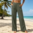 thumbnail image 4 of GUACER No Boundarie High Waisted Cotton Linen Pants for Women Flat Front Casual Wide Leg Summer Palazzo Trousers with Pockets, 4 of 8