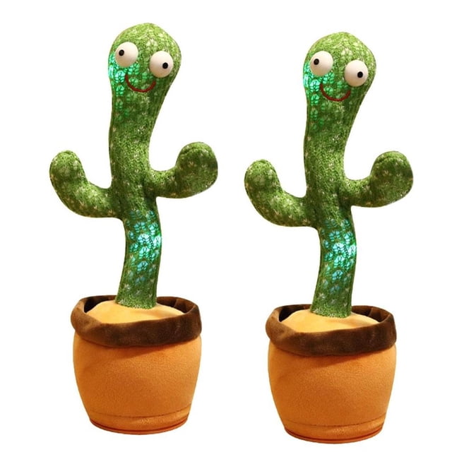 De muñecos de Cactus eléctricos que cantan y bailan, juguete de peluche de Cactus luminoso para regalo para niños 2 uds. Guardurnaity FN005974-00