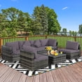 thumbnail image 1 of Gymax 7PCS PE Rotin Patio Sectionnel Canapé Conversation Ensemble W / Coussins Gris, 1 of 10