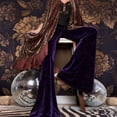 thumbnail image 6 of Women's Fashion Flared Trousers Solid-Color High-Waisted Slimming Silver-Shimmering Drapey Velvet Bell-Bottom Casual Pants, Comfortable & Skin-Friendly & Smooth, Gifts for Women, 6 of 8