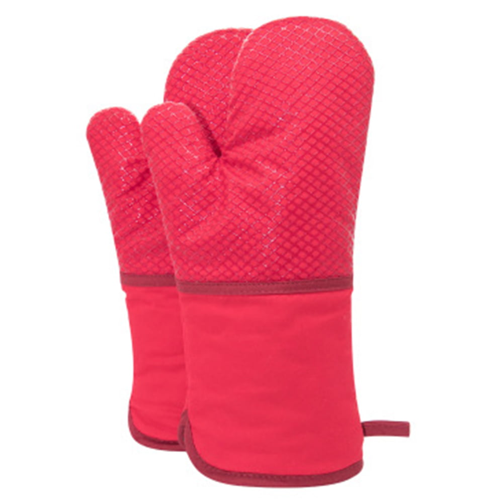 Single Oven Gloves 100% Heat Resistant Cotton Oven Gauntlet Mitts 