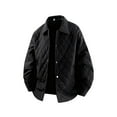 thumbnail image 3 of Handshe Men's Cotton Shirt Jacket, Solid Color with Turn-Down Collar, Diamond Quilted Pockets and Button Closure, Lightweight Warm for Fall Winter Casual Wear, 3 of 6