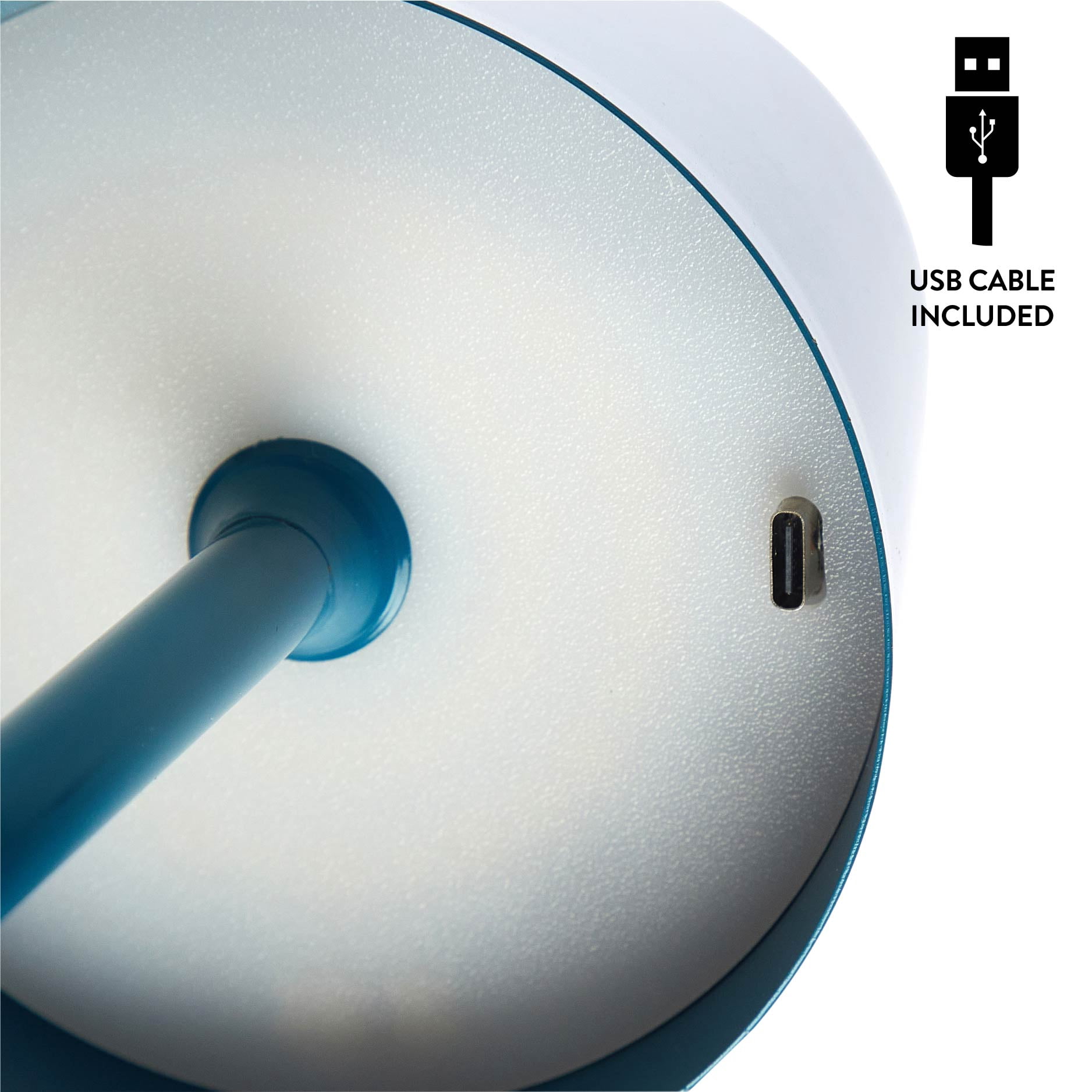 Mainstays 13-inch Rechargeable Table Lamp with Corsair Blue Finish and Touch Dimming Control