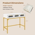 thumbnail image 3 of Costway Console Table with LED Lighting & Charging Station,Entryway Table with 3 Drawers White+ Golden, 3 of 10