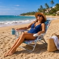 thumbnail image 4 of Mainstays Reclining Backpack Beach Chair with Pillow, Beach Scene, 4 of 11