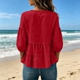 thumbnail image 5 of Women's V Neck Tiered Ruffle Blouses, 3/4 Sleeve Peplum Loose Casual Flowy Tops XL, 5 of 6