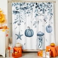 thumbnail image 4 of Shower Curtain 36"W x 72"L Fall Thanksgiving Blue Pumpkins Leaves Starfish Jellyfish Fabric Shower Curtains Set with Hooks Water Repellent Bathroom Curtains Machine Washable Bathroom Accessories, 4 of 6