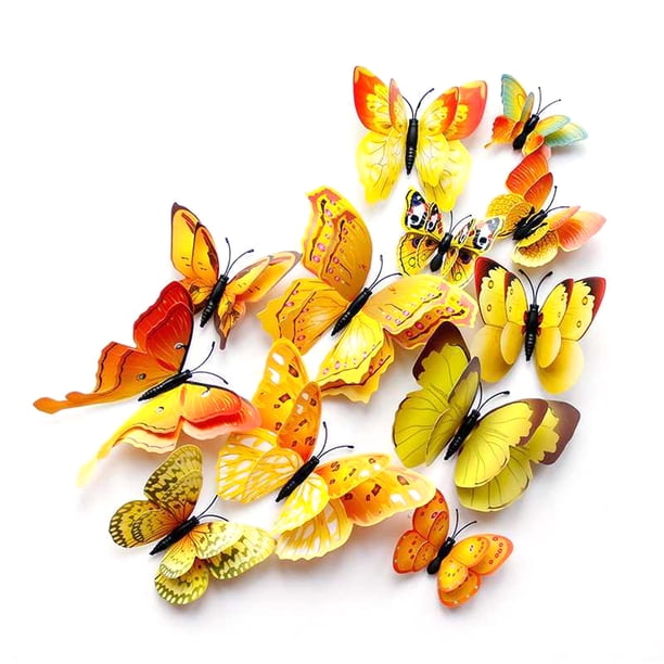 48 piezas de decoraciones de pared de mariposas, pegatinas de mariposas 3D