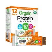 Orgain Organic Plant Based Protein Snack Bars, Peanut Butter, 16.9oz, 12ct