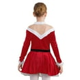thumbnail image 4 of YiZYiF Kids Girls Christmas Santa Costume Velvet Faux Fur Long Sleeve Dance Figure Ice Skating Dress Red-A 6, 4 of 7