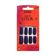 KISS Salon Color Halloween Press On Nails, ‘Let's Boo This’, Navy, Long Square, 28 Count